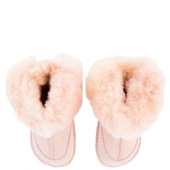 NEW UGG Baby Infant Boo Petal Pink Sheepskin Fur Lined Fold Over Cuff Mid Boot - Picture 5 of 7